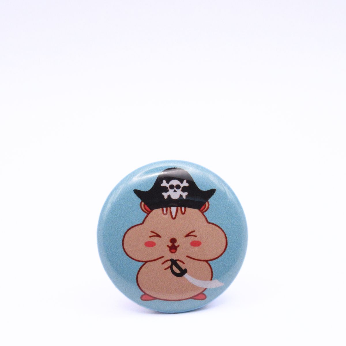 BooBooRoo Pinback Button (i.e. button, badge, pin) of a cute hamster dressed like a pirate